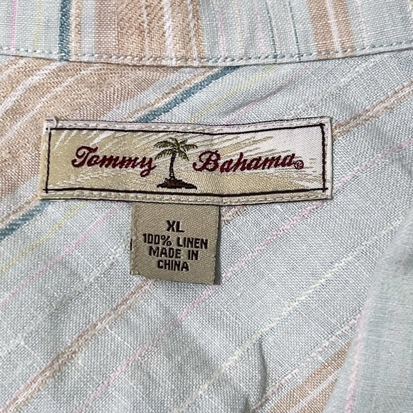 Tommy Bahama Shirt Mens XL Linen Blue White Stripe Button Up Long Sleeve - Picture 4 of 7